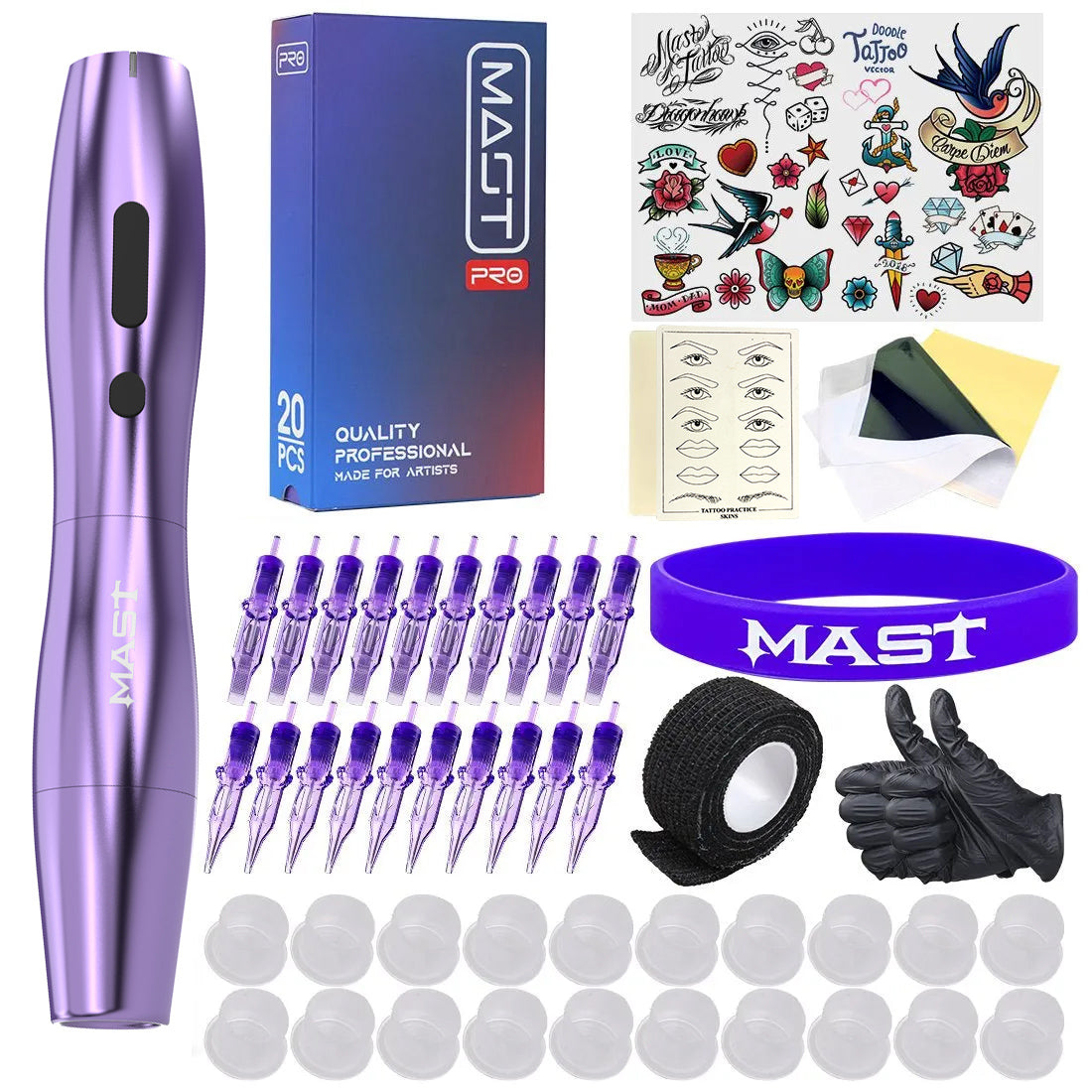 Tattoo Kit | Mast P20 Wireless Tattoo Machine Professional Bundle