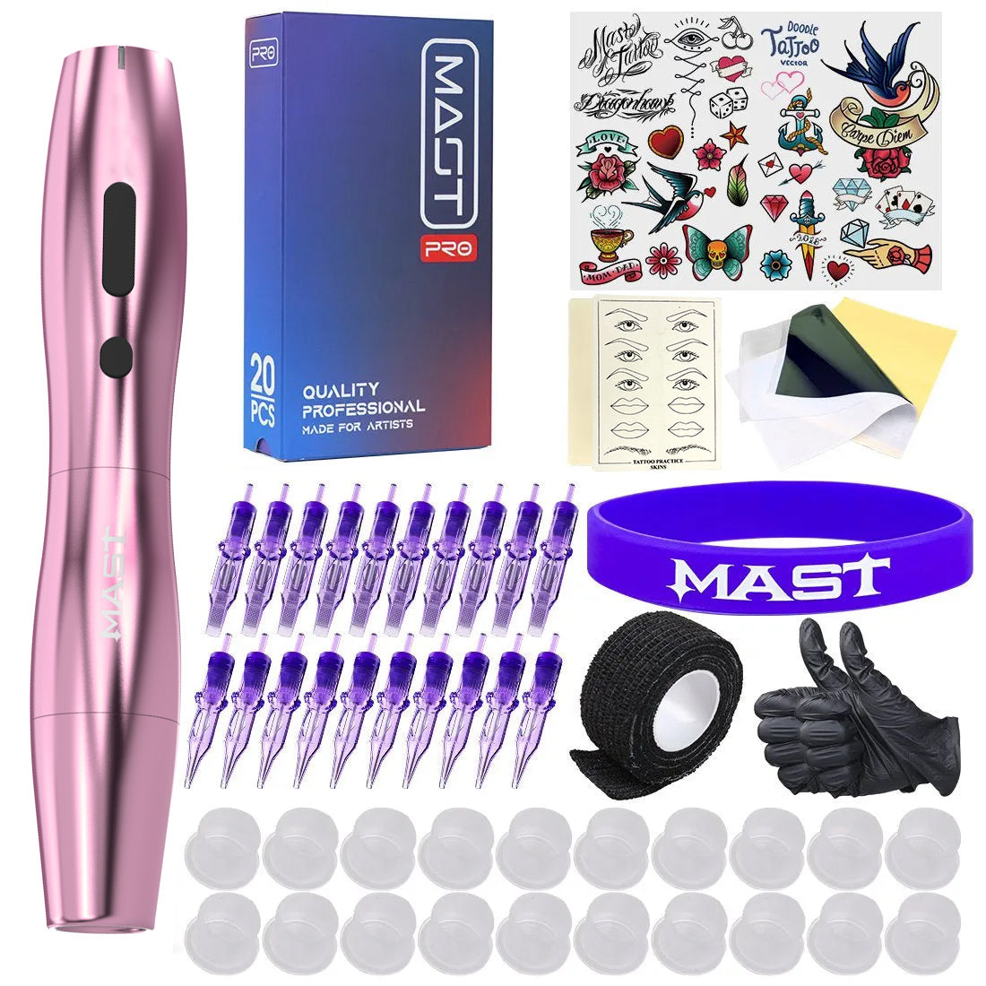Tattoo Kit | Mast P20 Wireless Tattoo Machine Professional Bundle