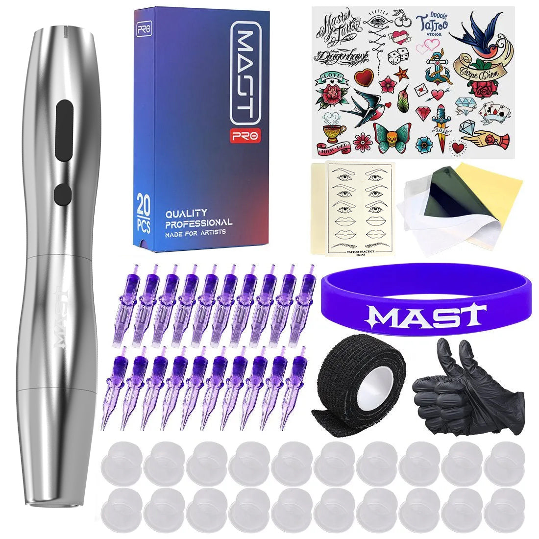 Tattoo Kit | Mast P20 Wireless Tattoo Machine Professional Bundle