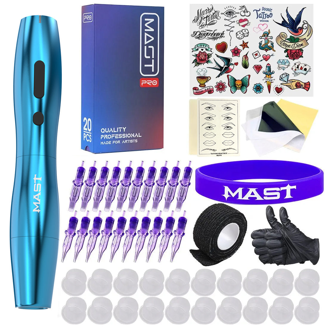 Tattoo Kit | Mast P20 Wireless Tattoo Machine Professional Bundle