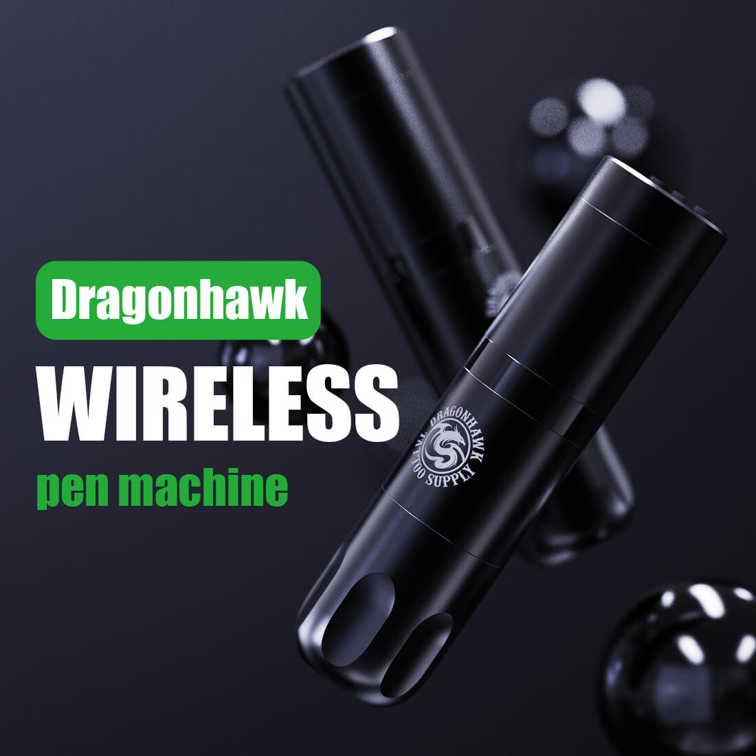 タトゥーマシンセット Dragonhawk X2 ワイヤレス 黒 Dragonhawk X2 Tattoo Pen Kit, General Tattoo Kit, Rotary